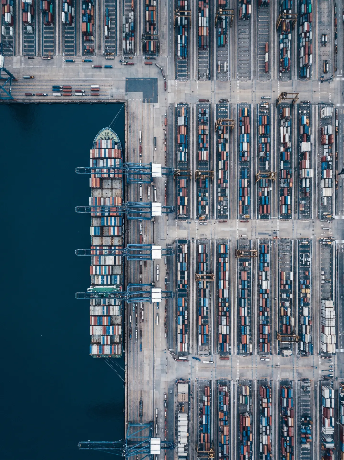 Aerial view of a container harbor